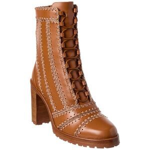 Alexandre Birman Regina Block 90 Leather Combat Boot, Brown